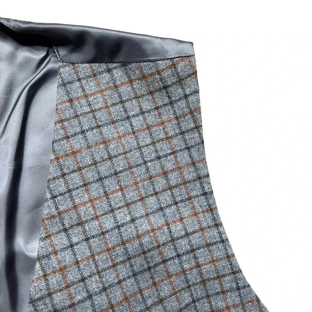 NWOT Brooks Brothers Madison Wool Windowpane Vest Lined Gray Brown Mens Size 48R - Picture 2 of 9